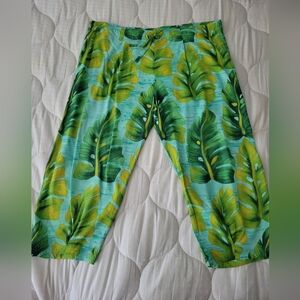 Vintage Jams World "Monstera" Drawstring Cropped Baggy Pants